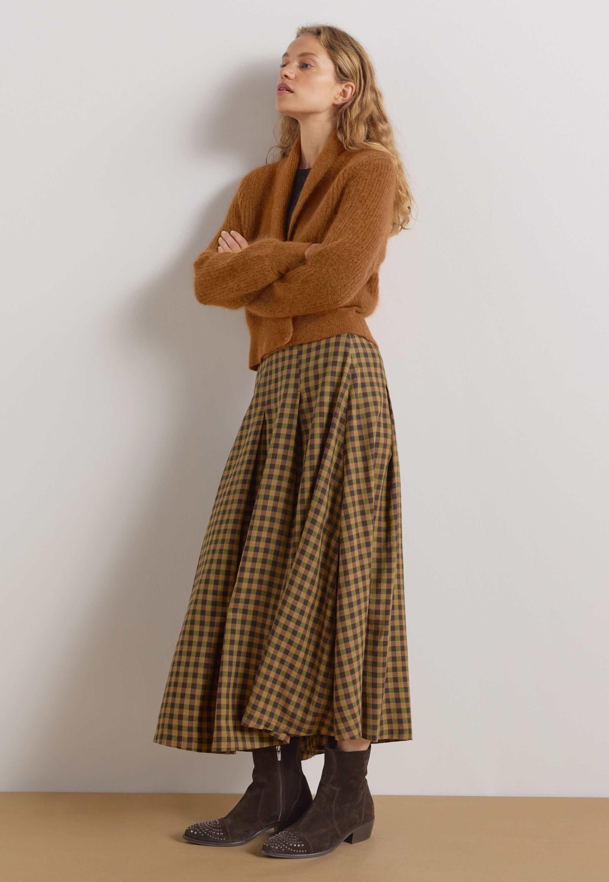 Shawl-collar cardigan, Burnt copper, large