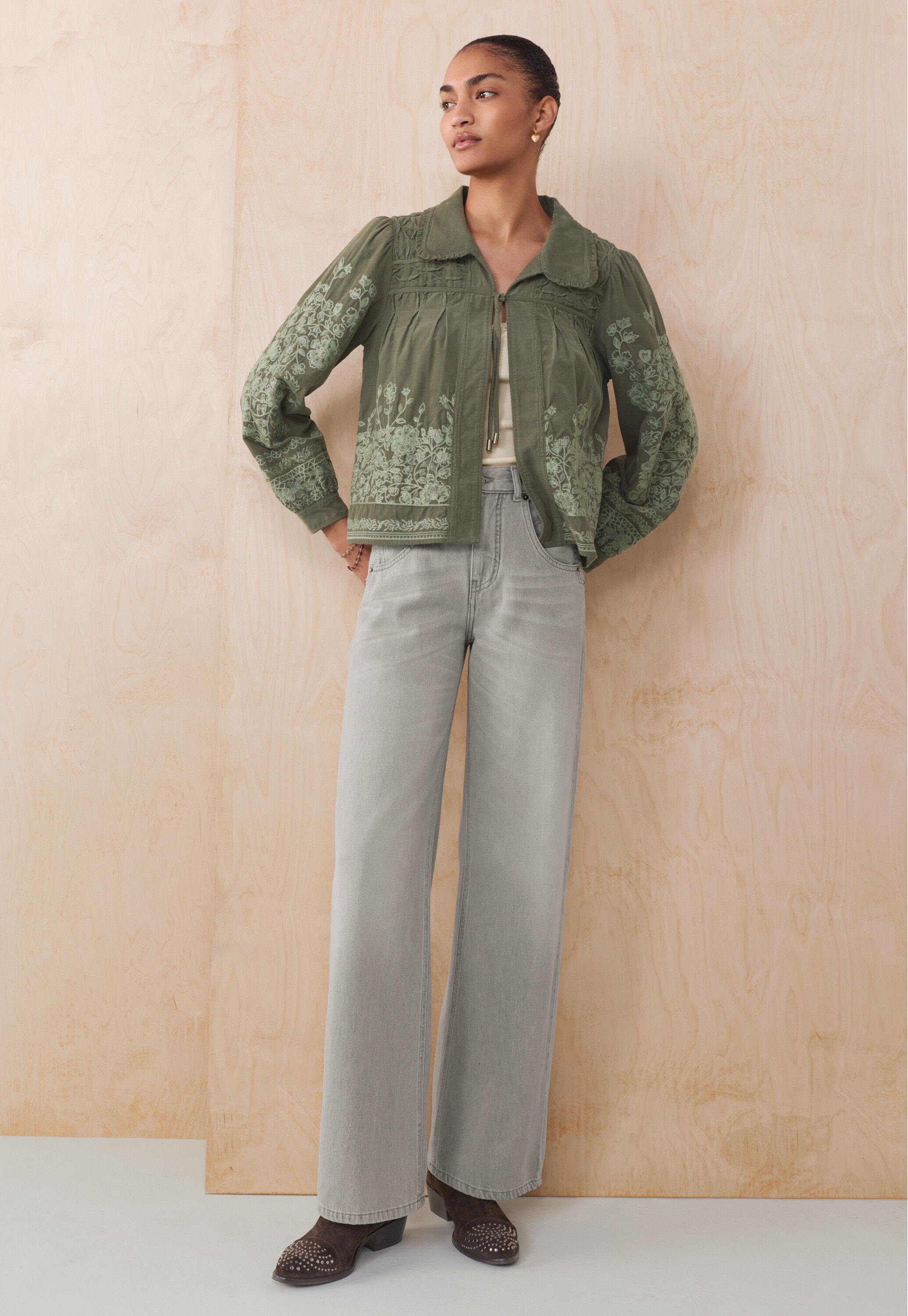 Quilted embroidered jacket