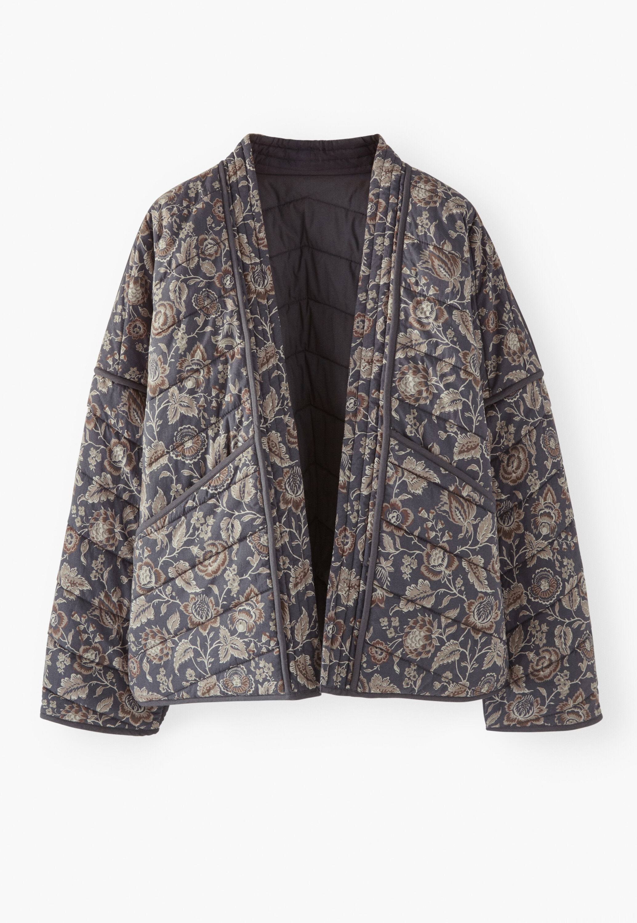 Quilted print jacket, Charcoal mink, large