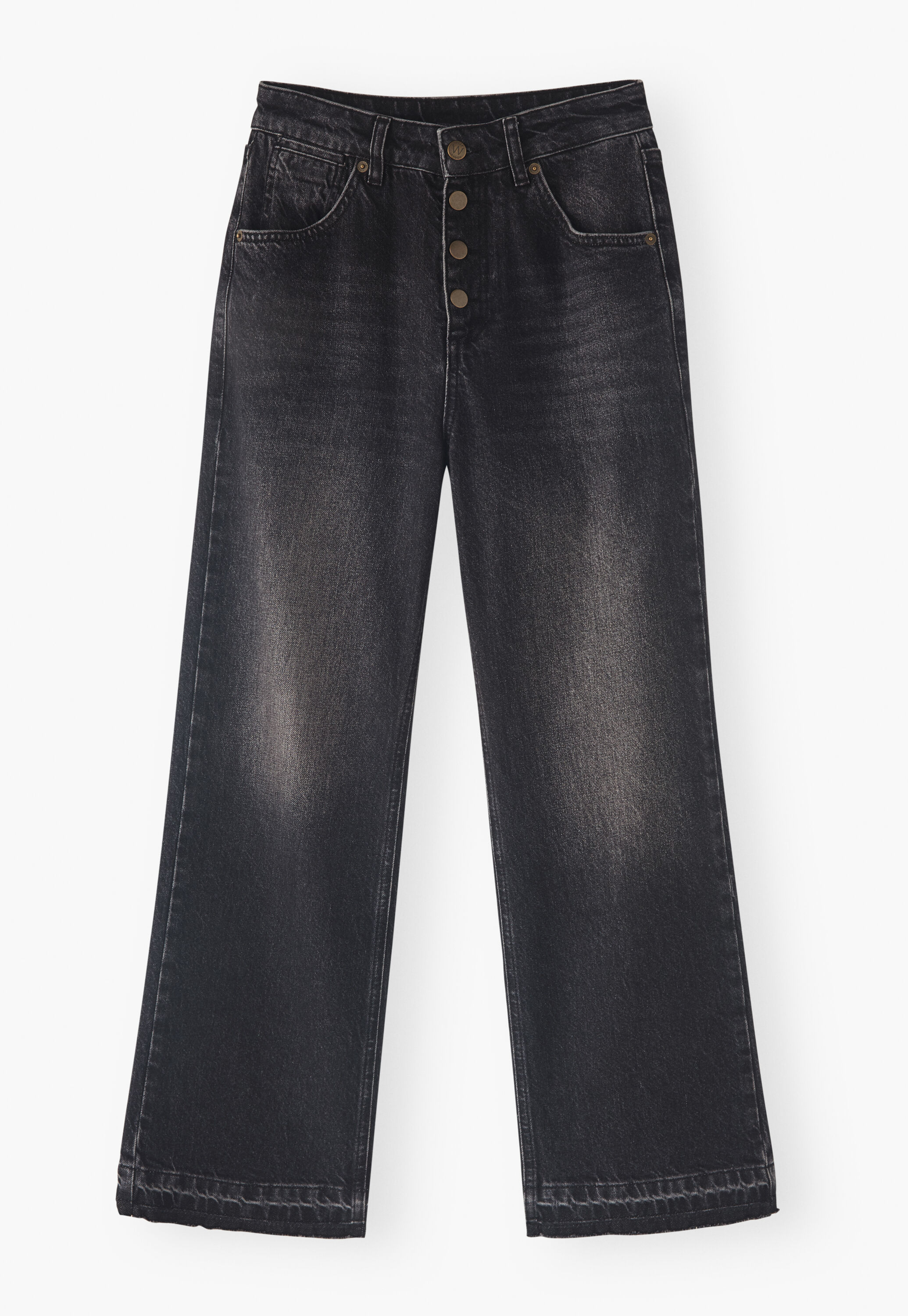 Let-down hem jeans, Washed black, large
