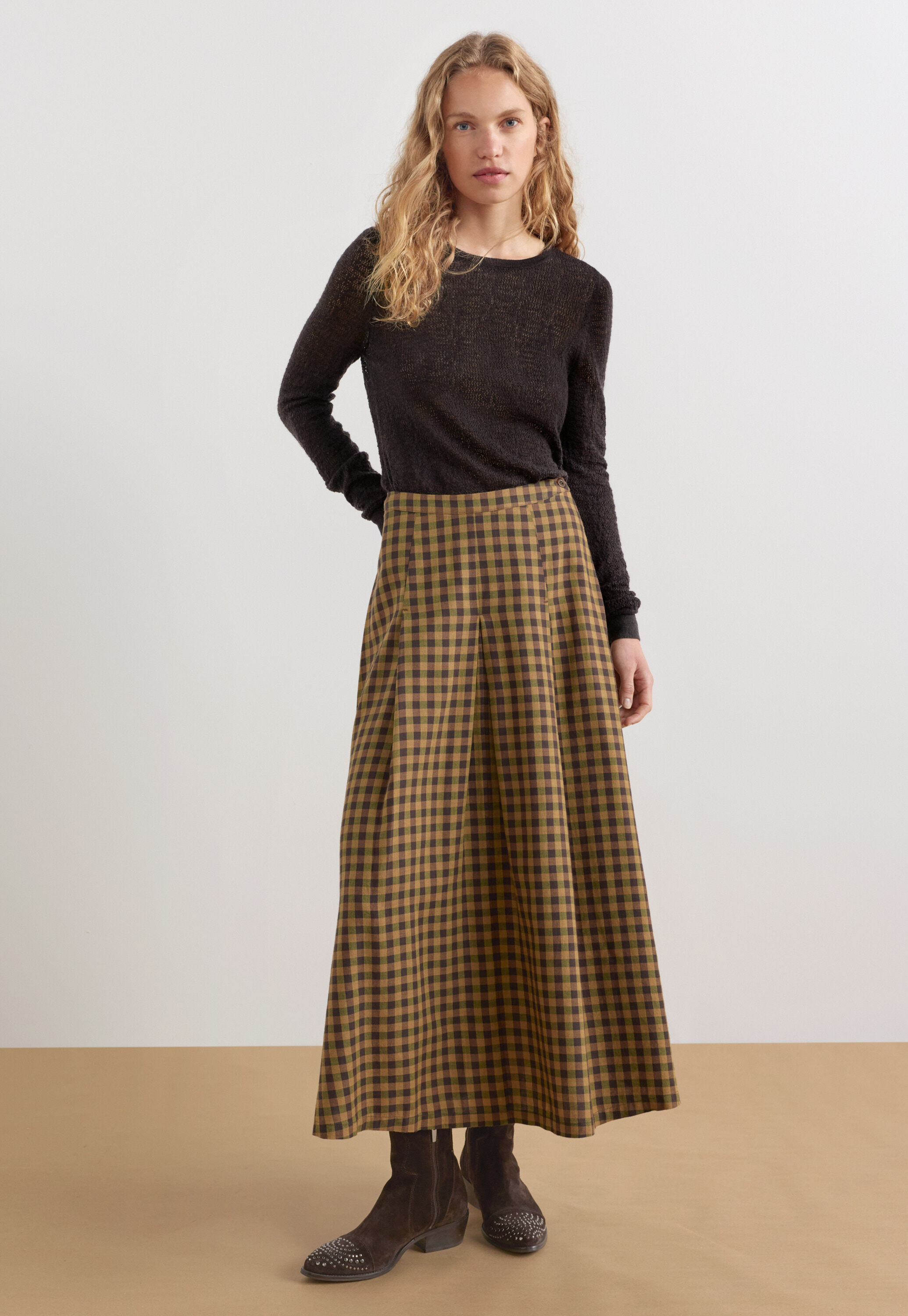 Gingham check skirt