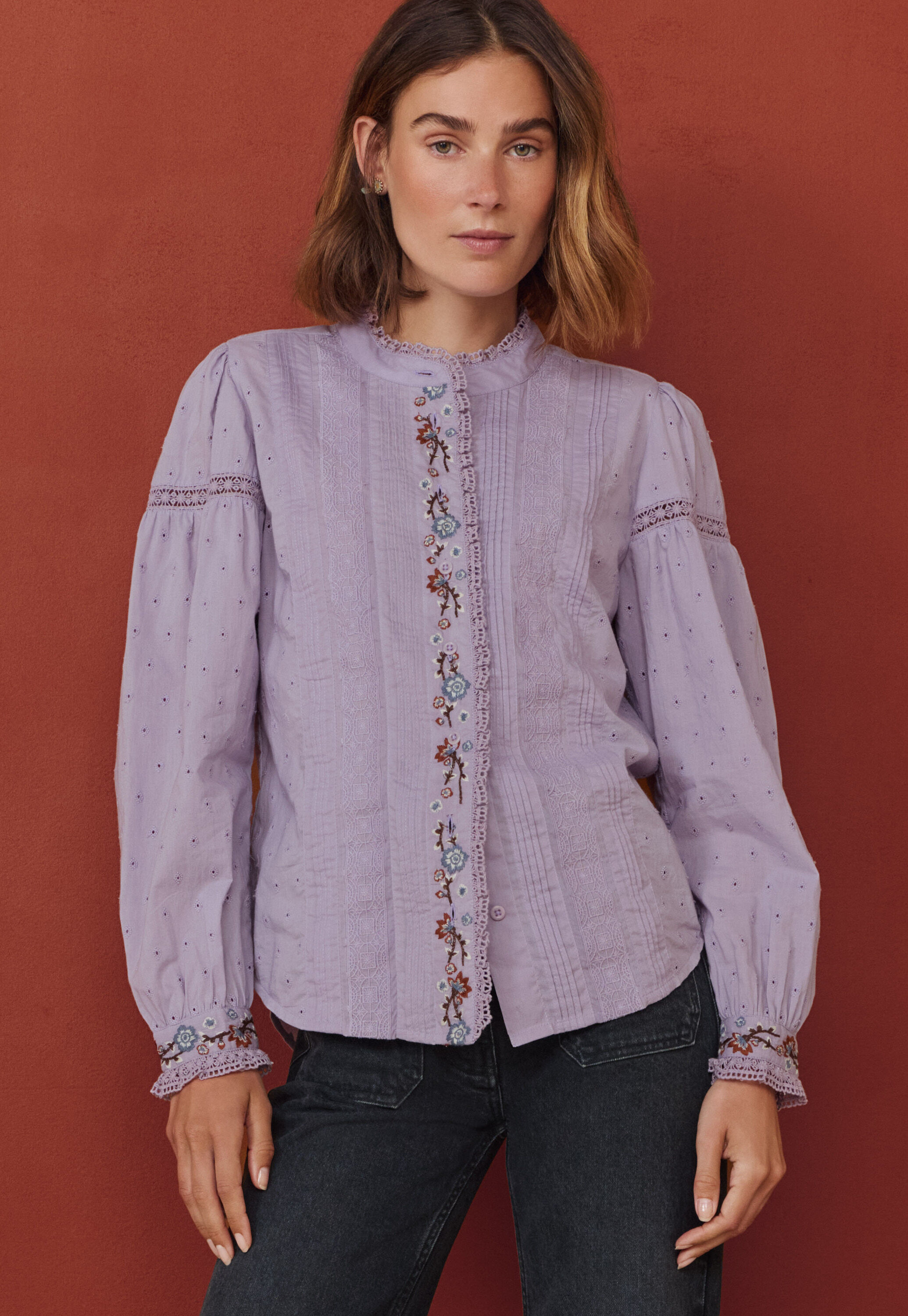 Embroidered broderie blouse