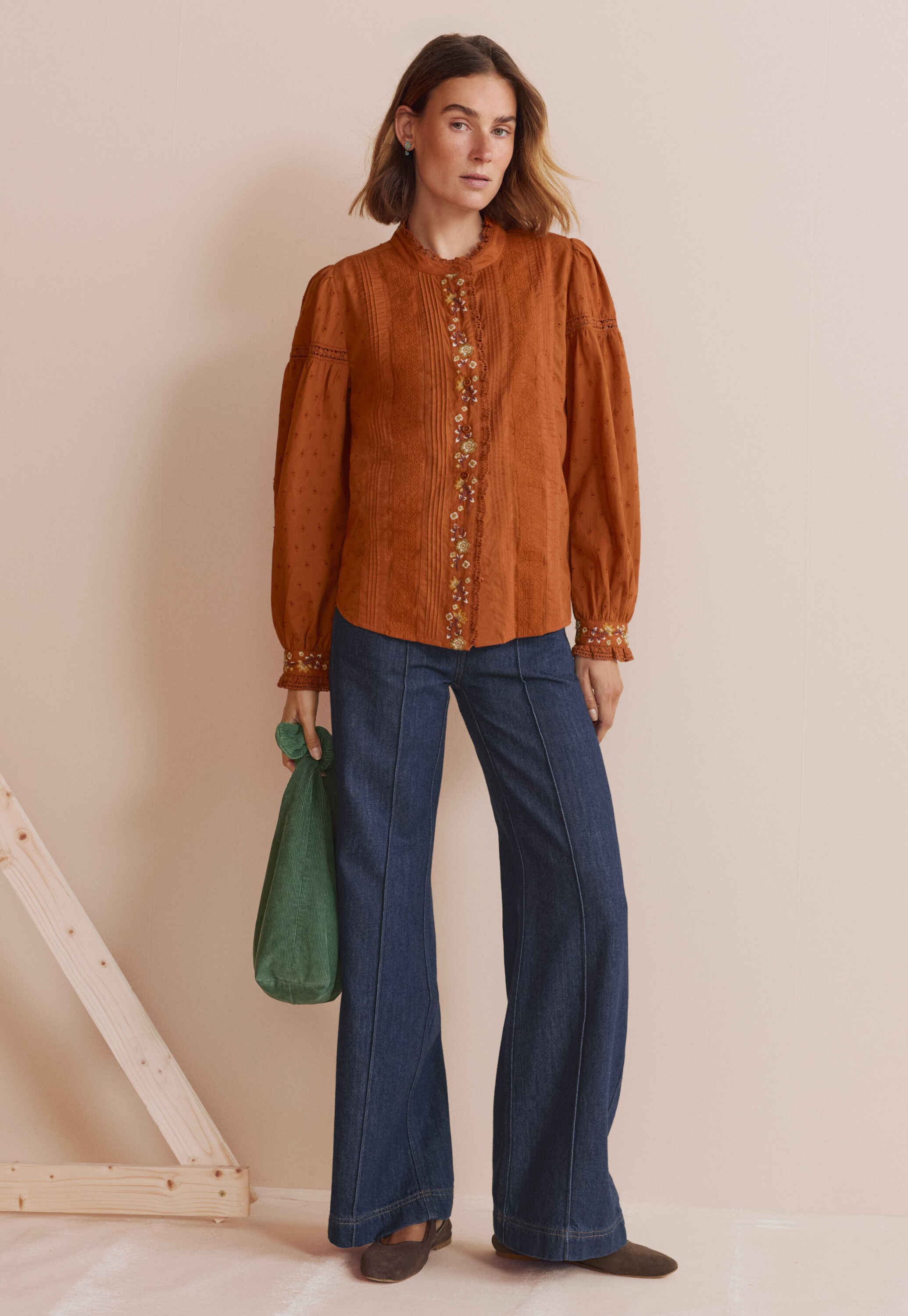 Embroidered broderie blouse