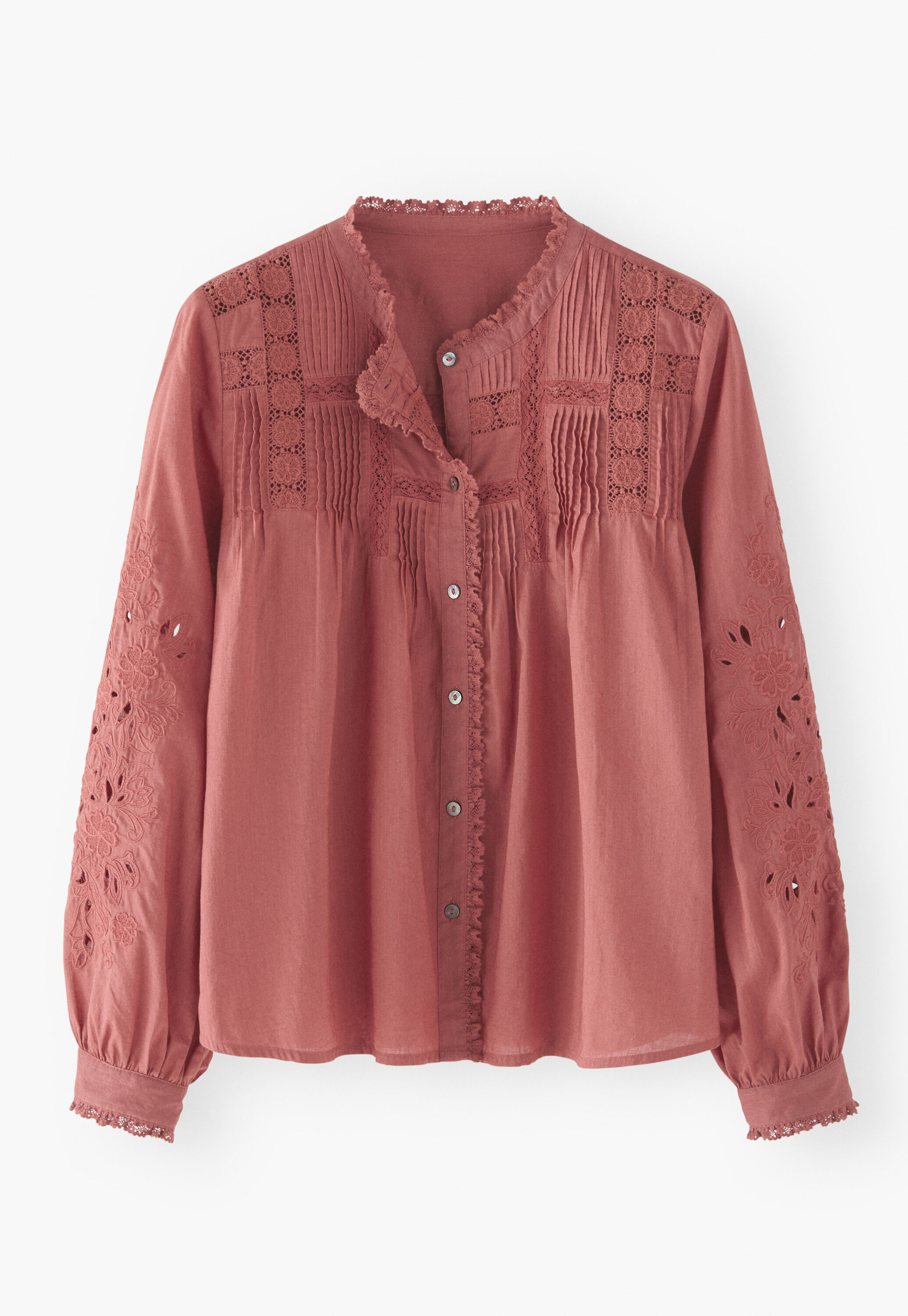Lace pintuck blouse