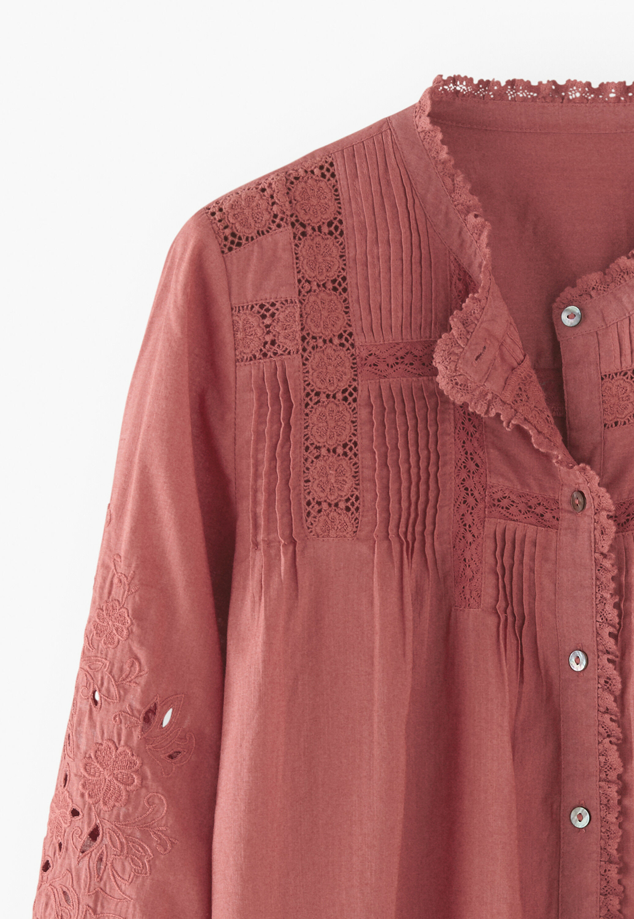 Lace pintuck blouse