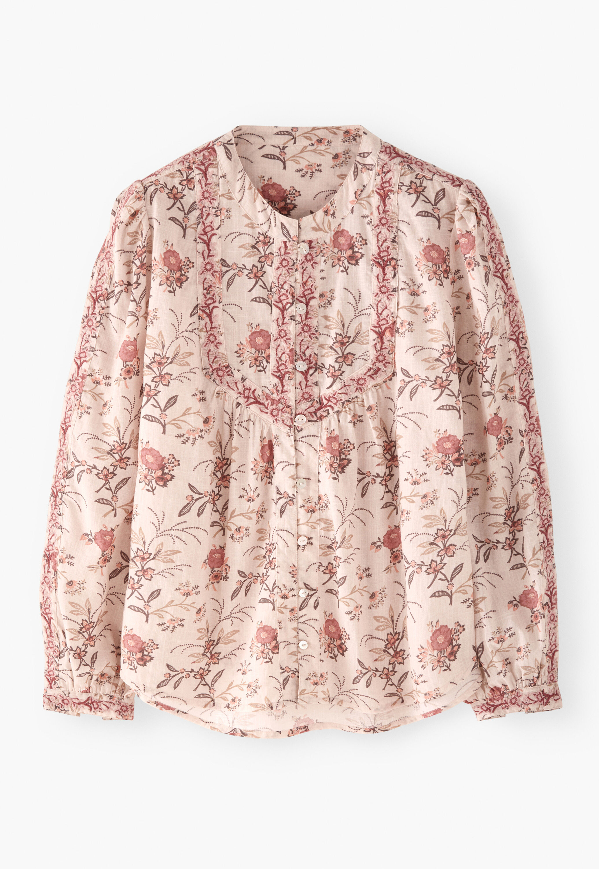 Embroidered printed blouse