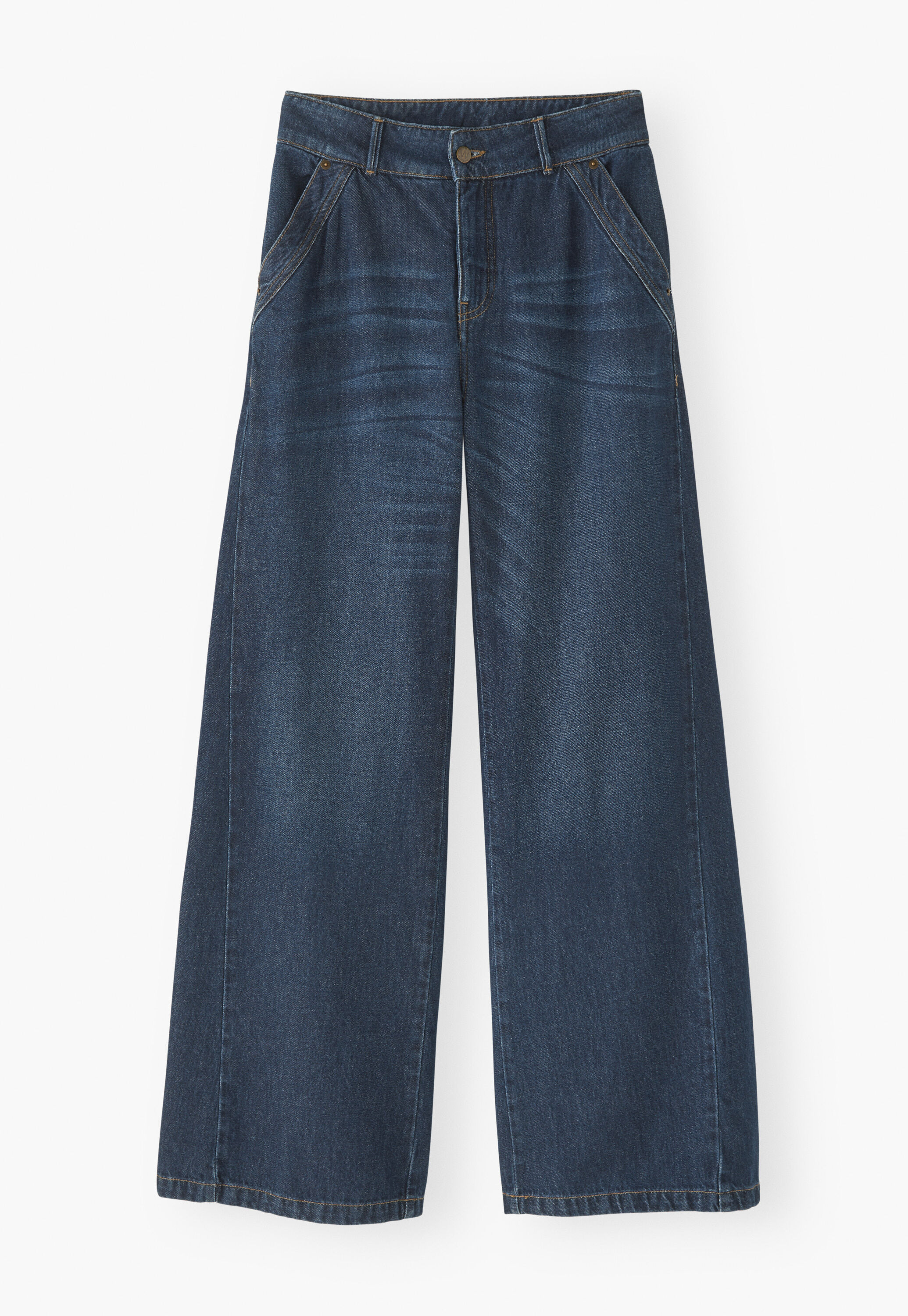 Wide flared jeans, Dark ocean, large