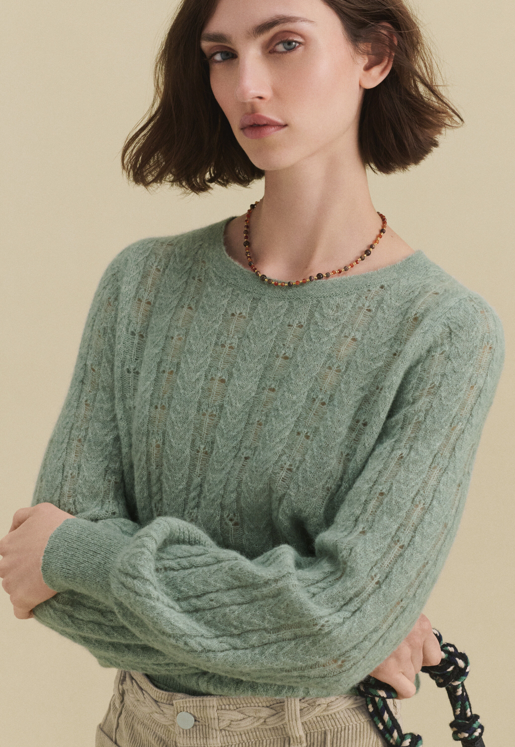 Lace-stitch sweater