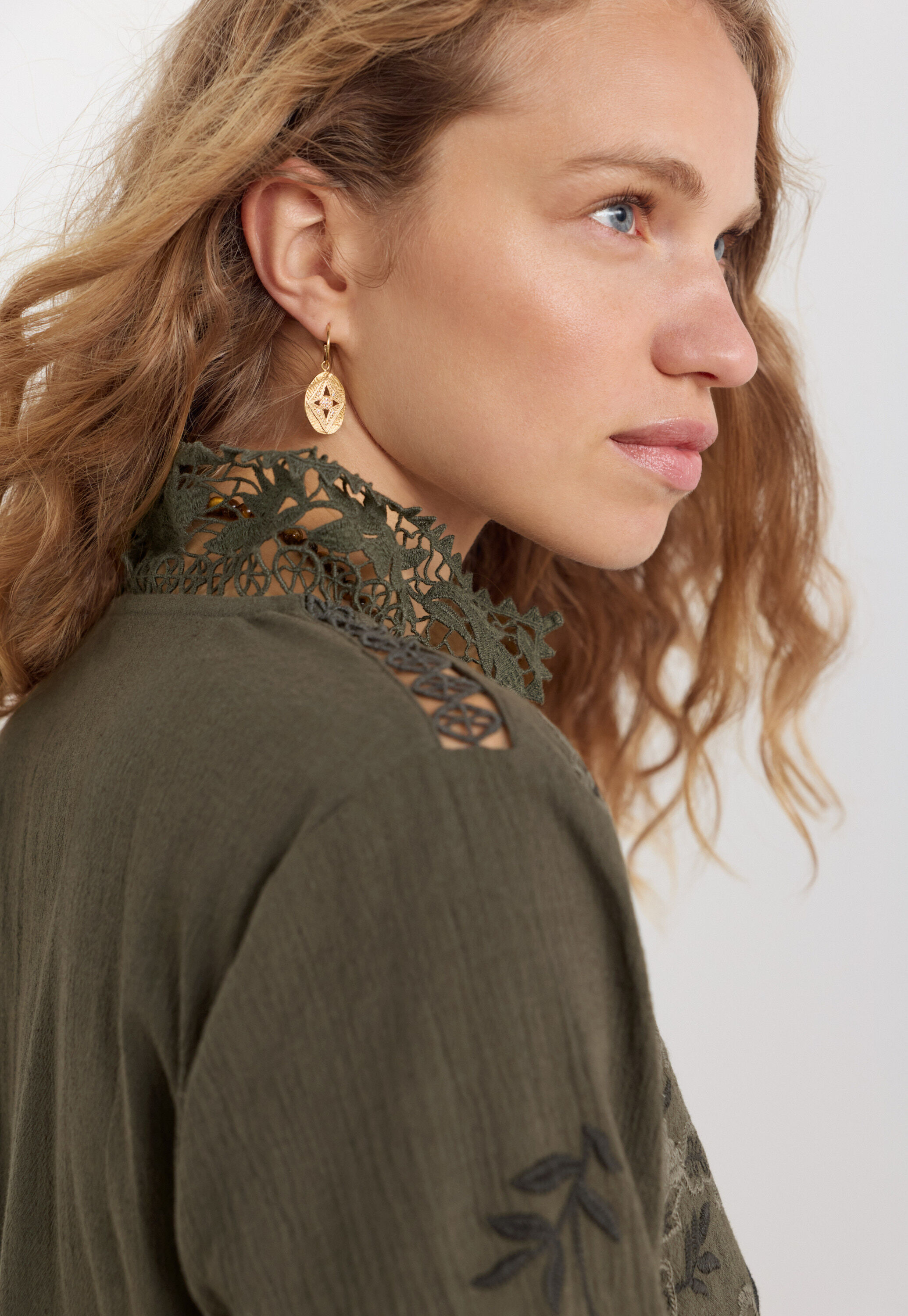 Lace embroidered blouse