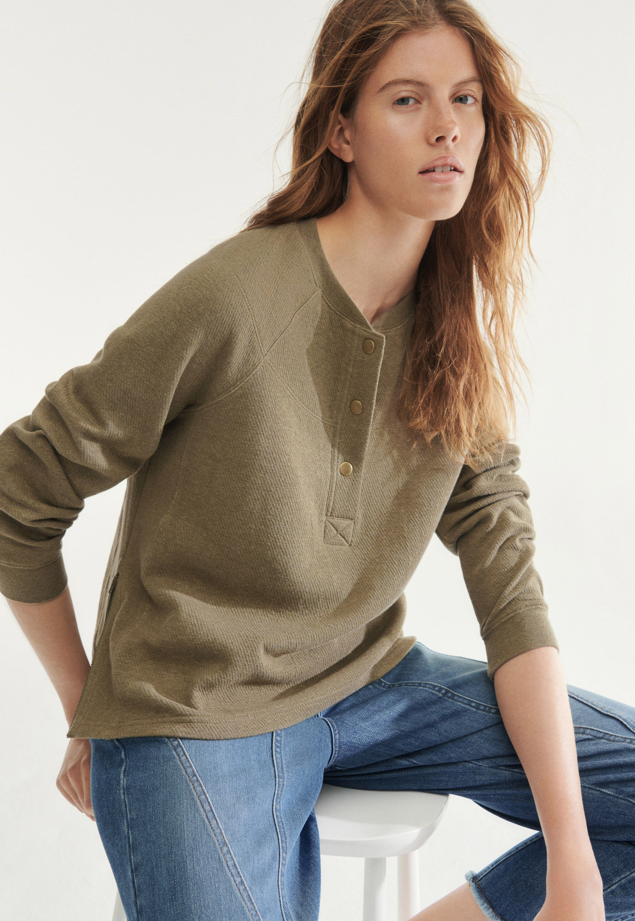 Half-placket sweatshirt