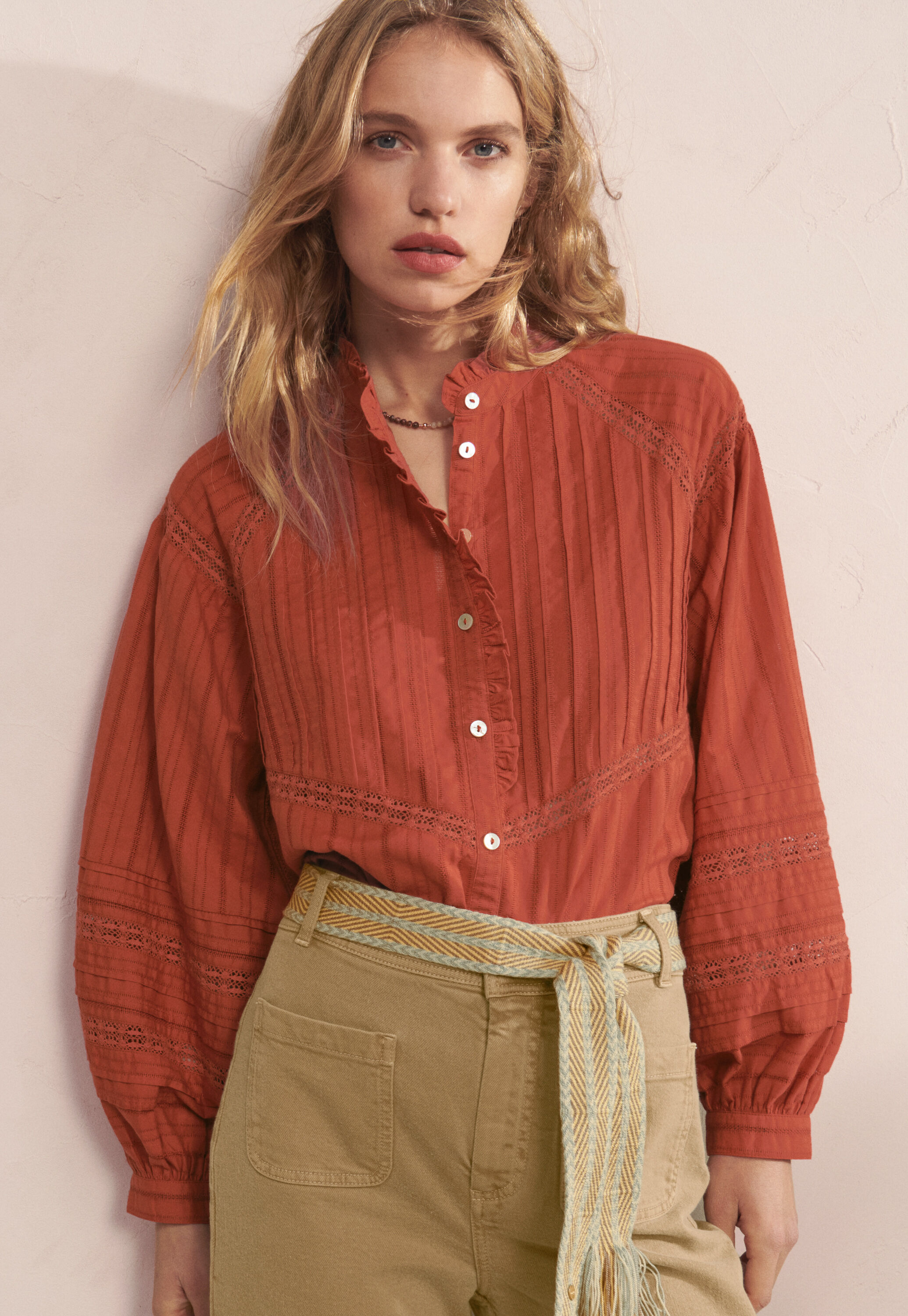 Tuck-detail blouse
