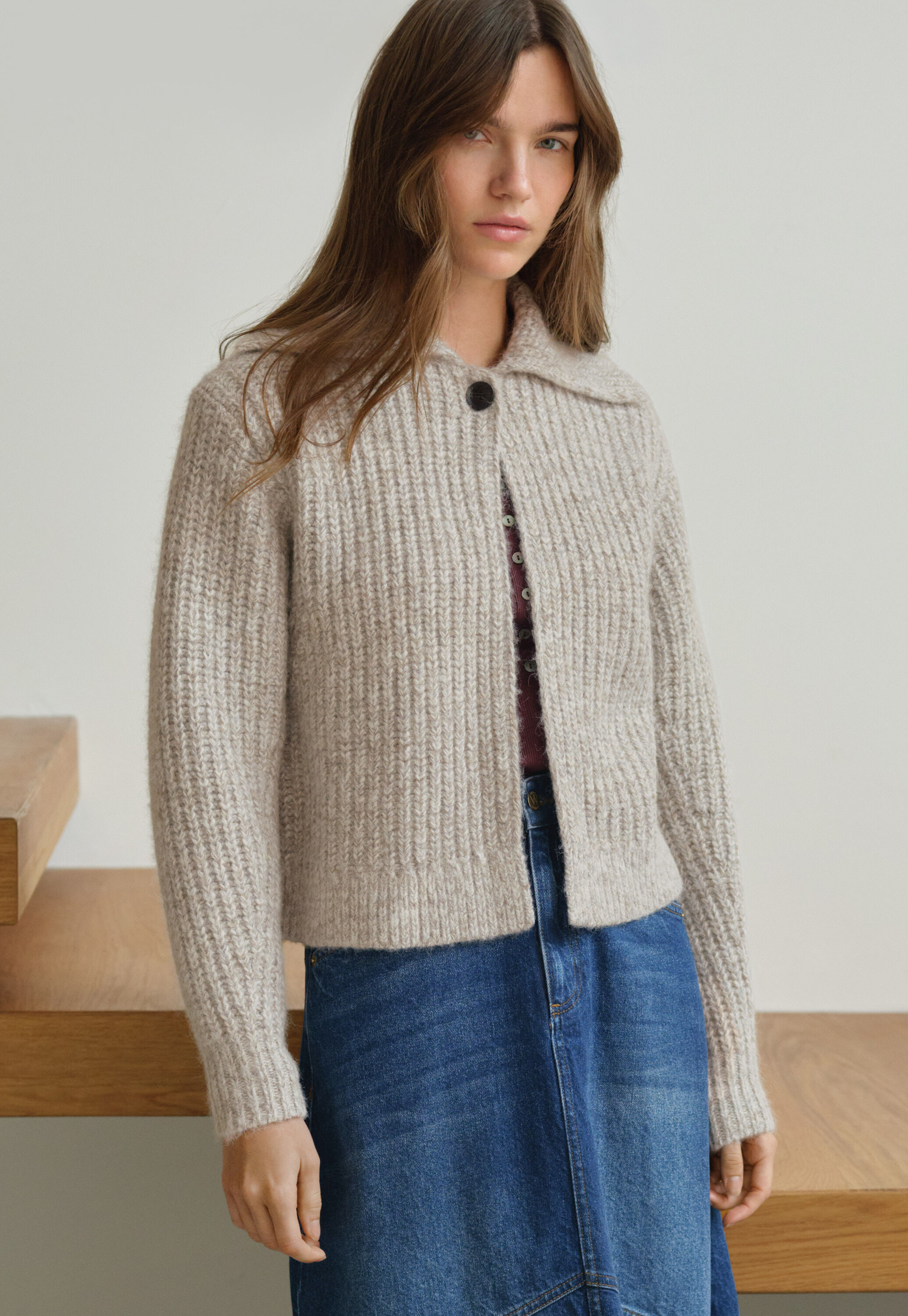 Rib-stitch cardigan