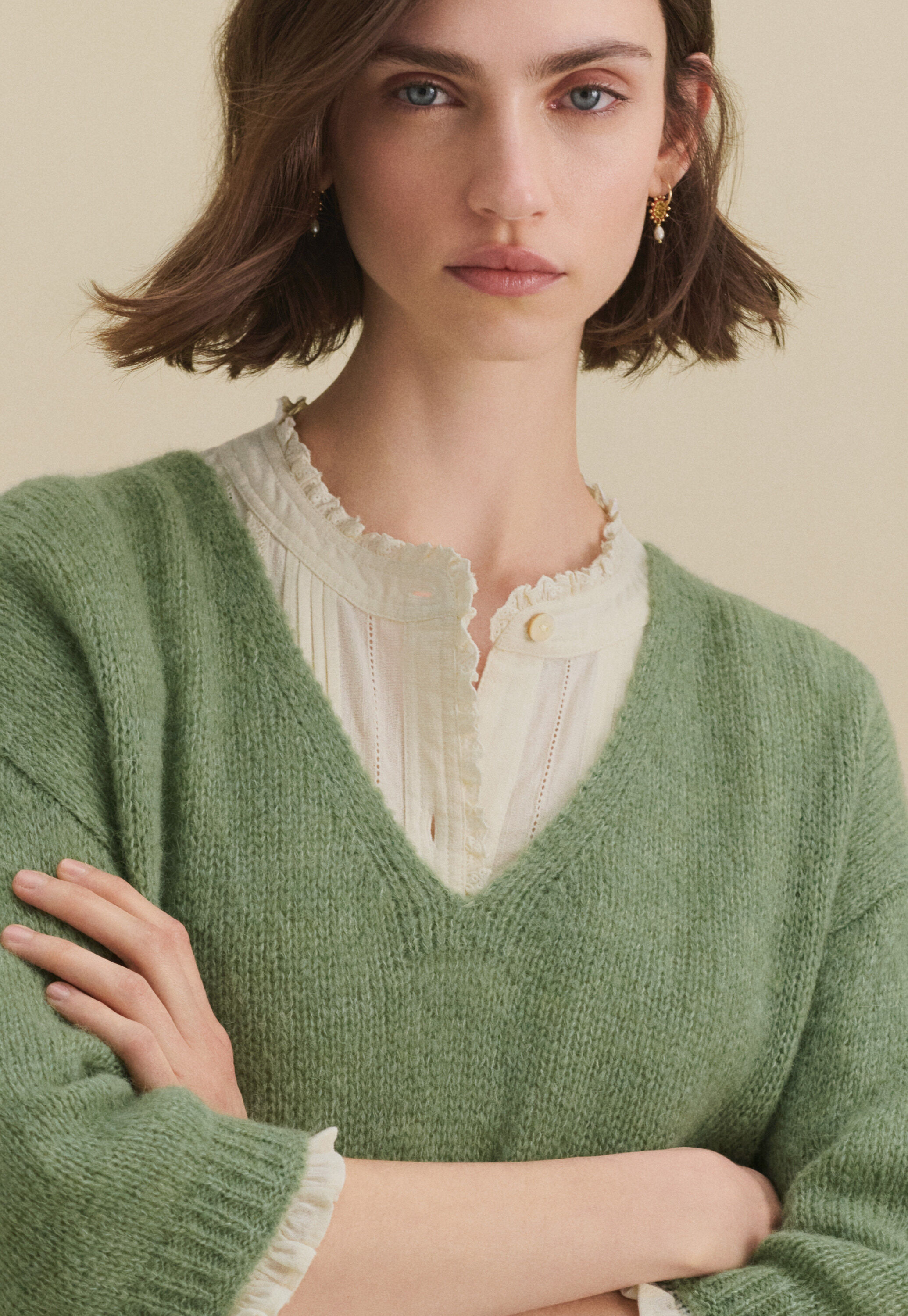Lace-stitch sweater