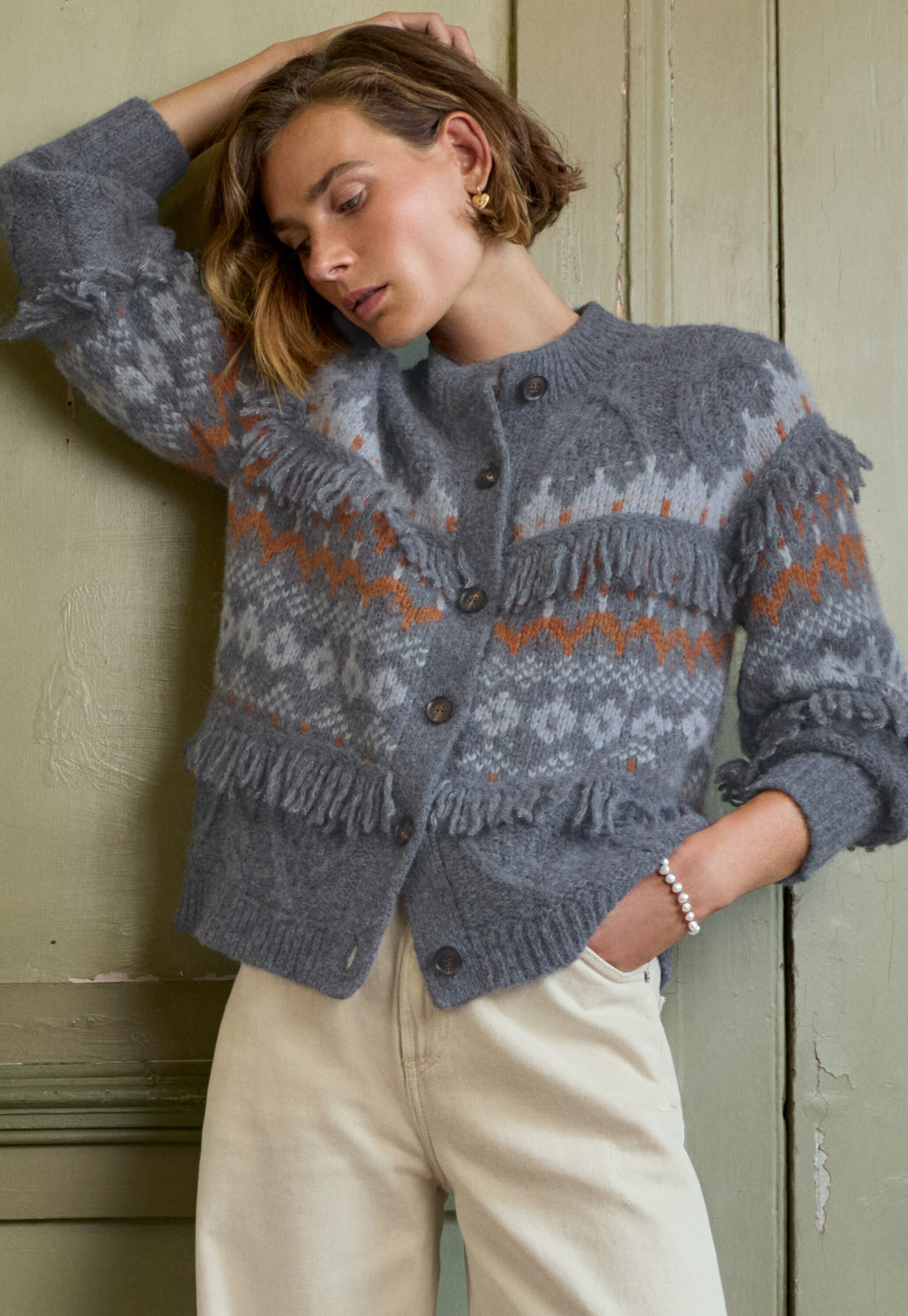 Cable-stitch cardigan