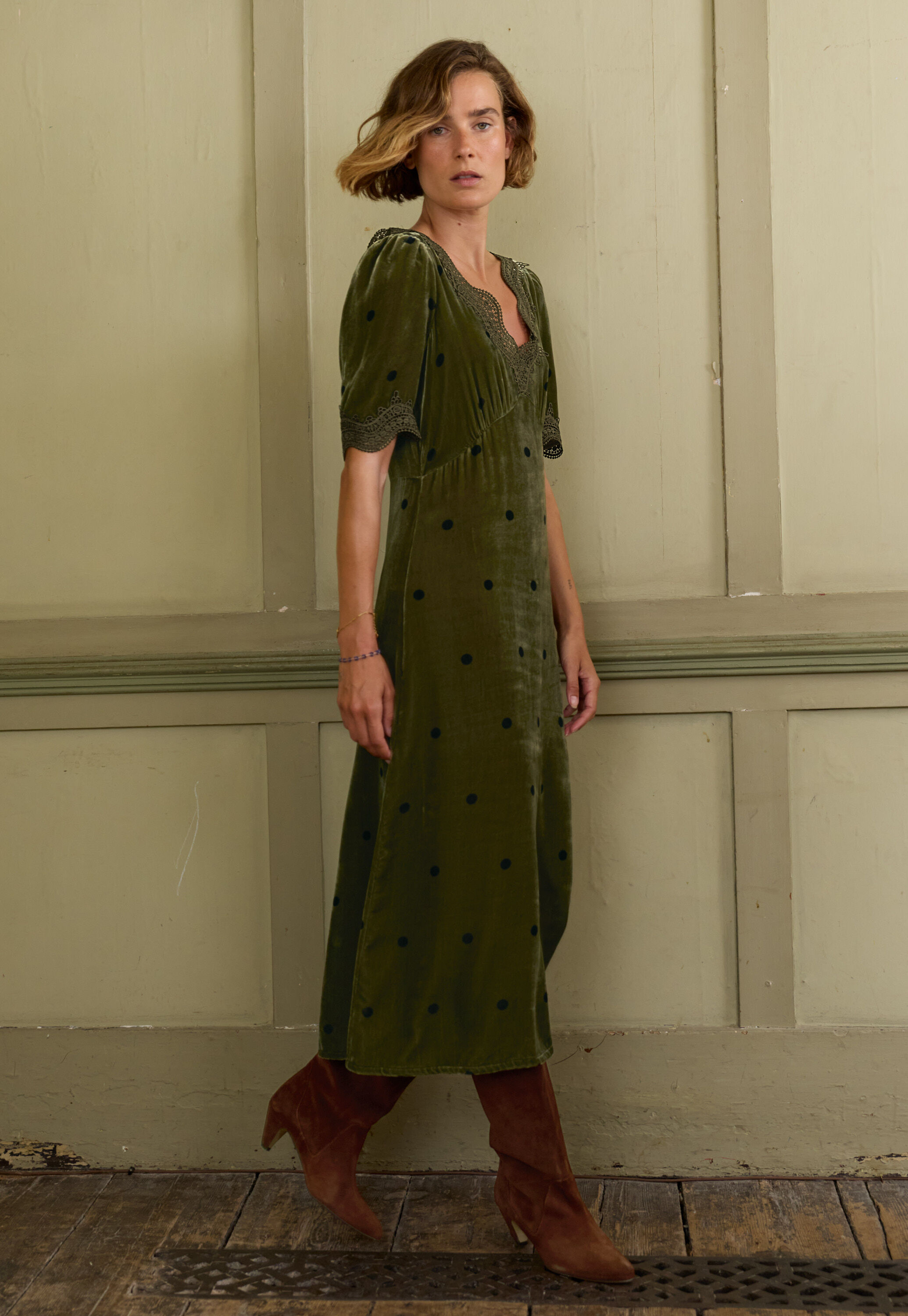 Velvet dress, Moss, large