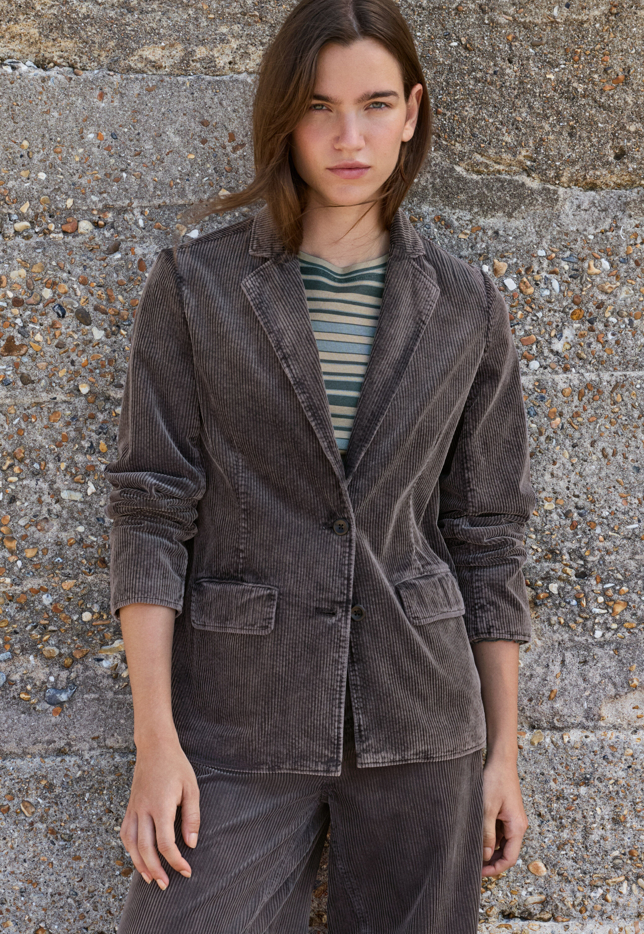 Cord blazer, Charcoal, large