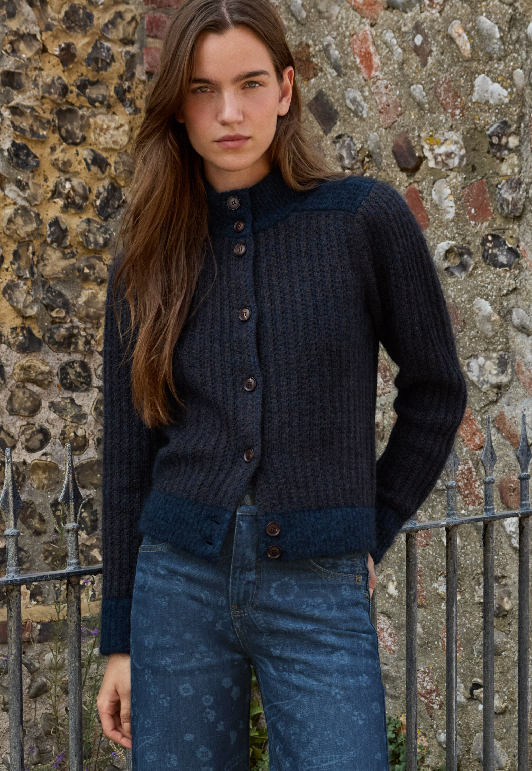 Stitch-detail knitted jacket