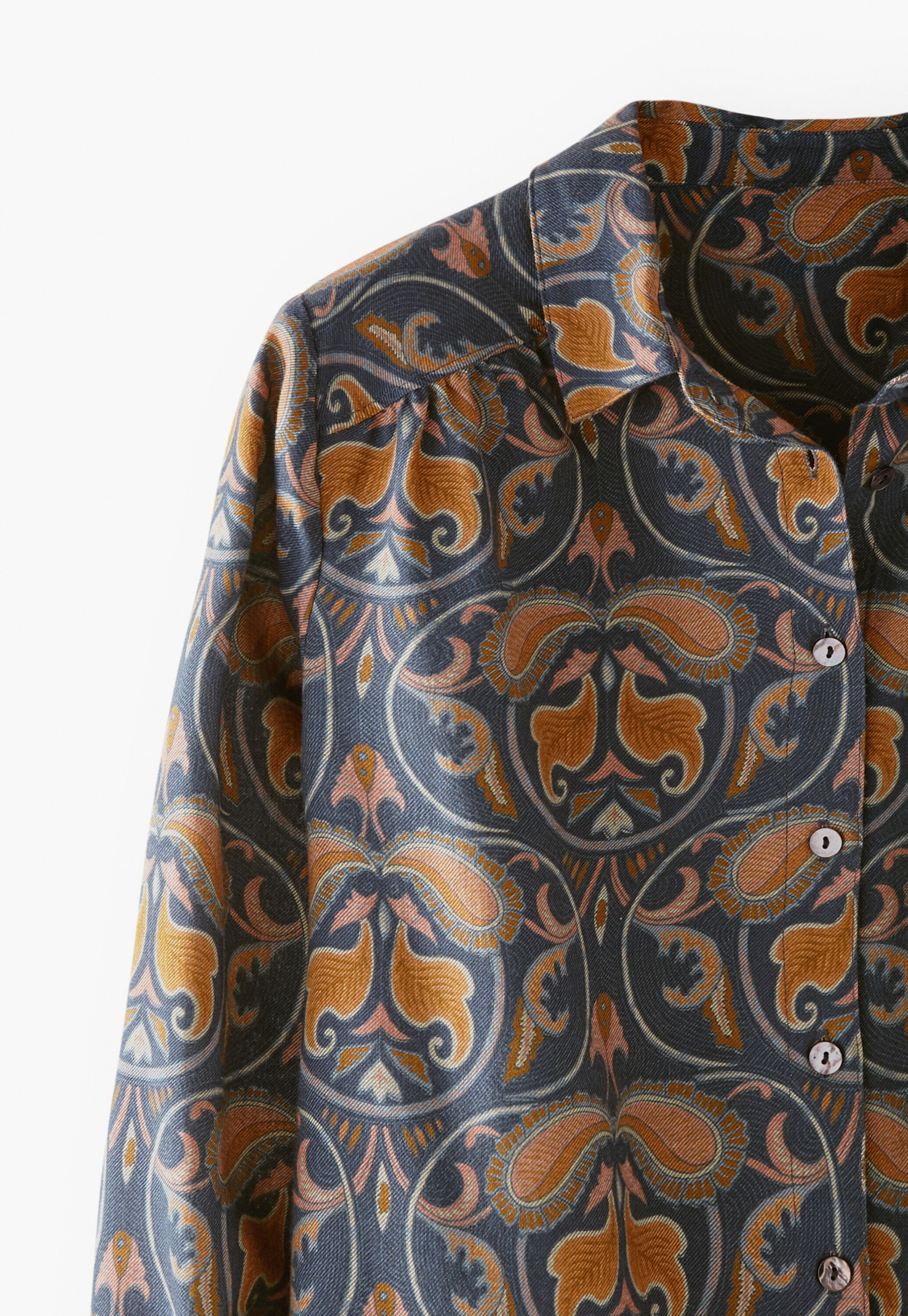 Printed blouse, Indigo copper, large