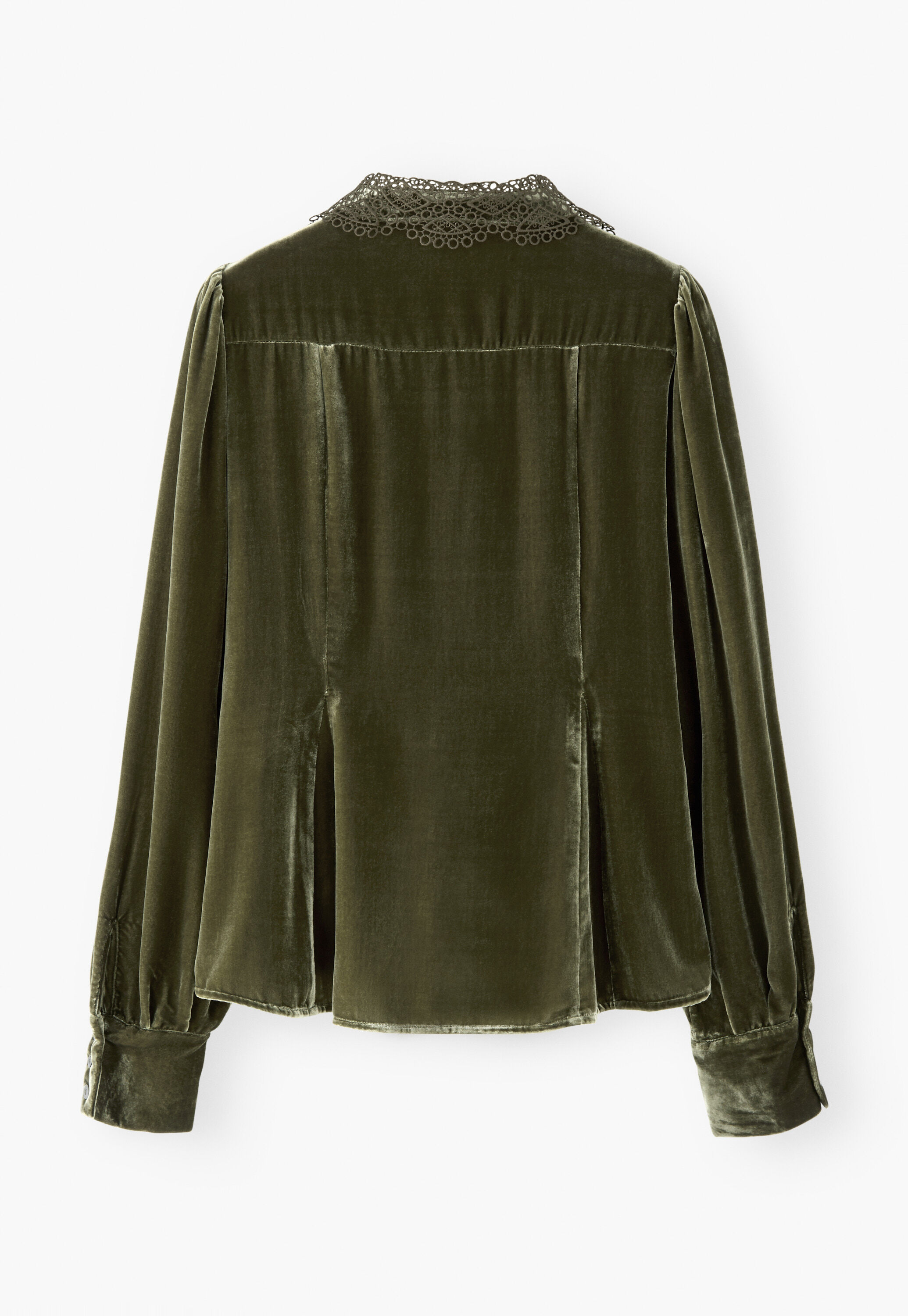 Velvet godet blouse, Moss, large