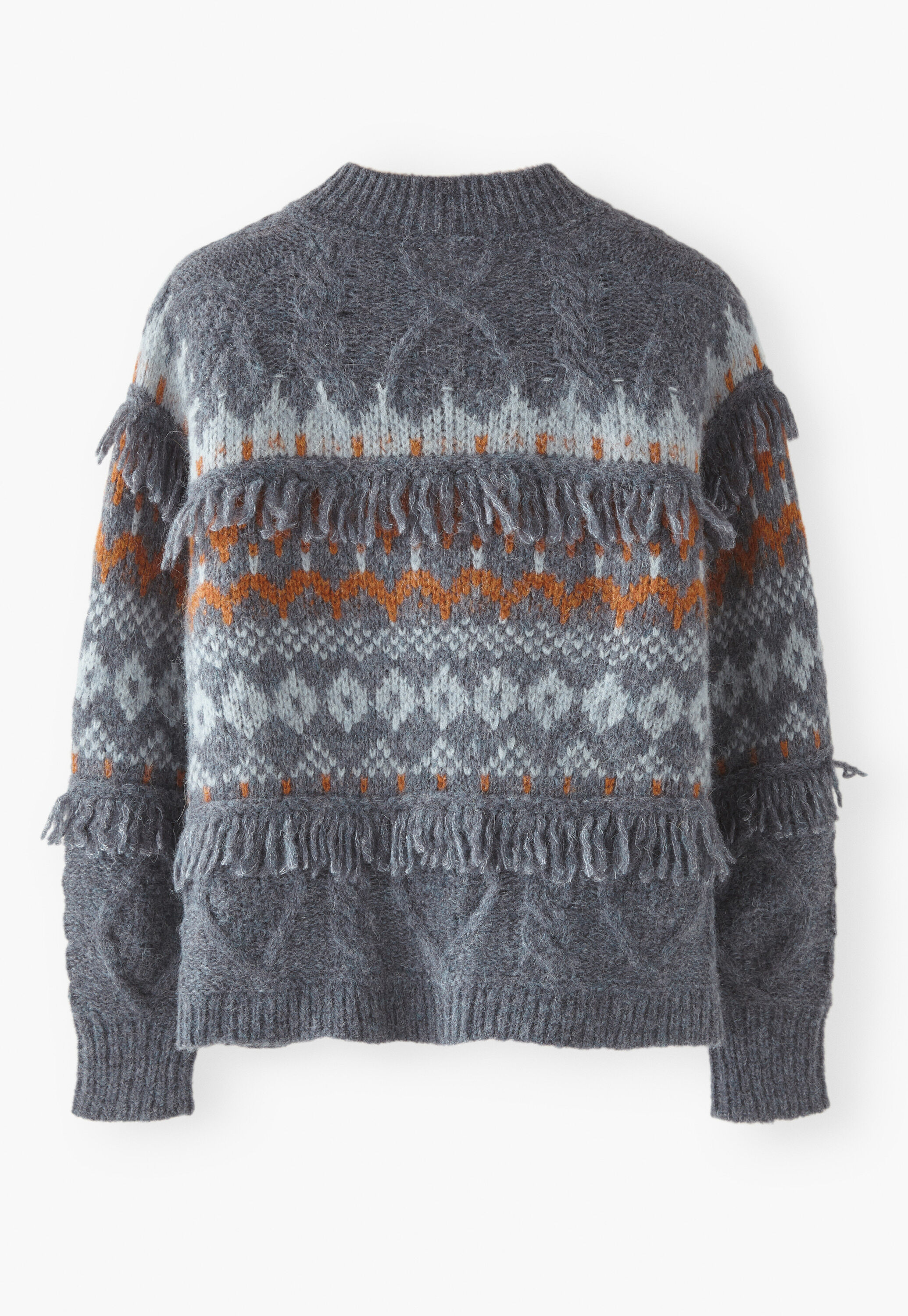 Cable-stitch cardigan, Blue slate copper, large