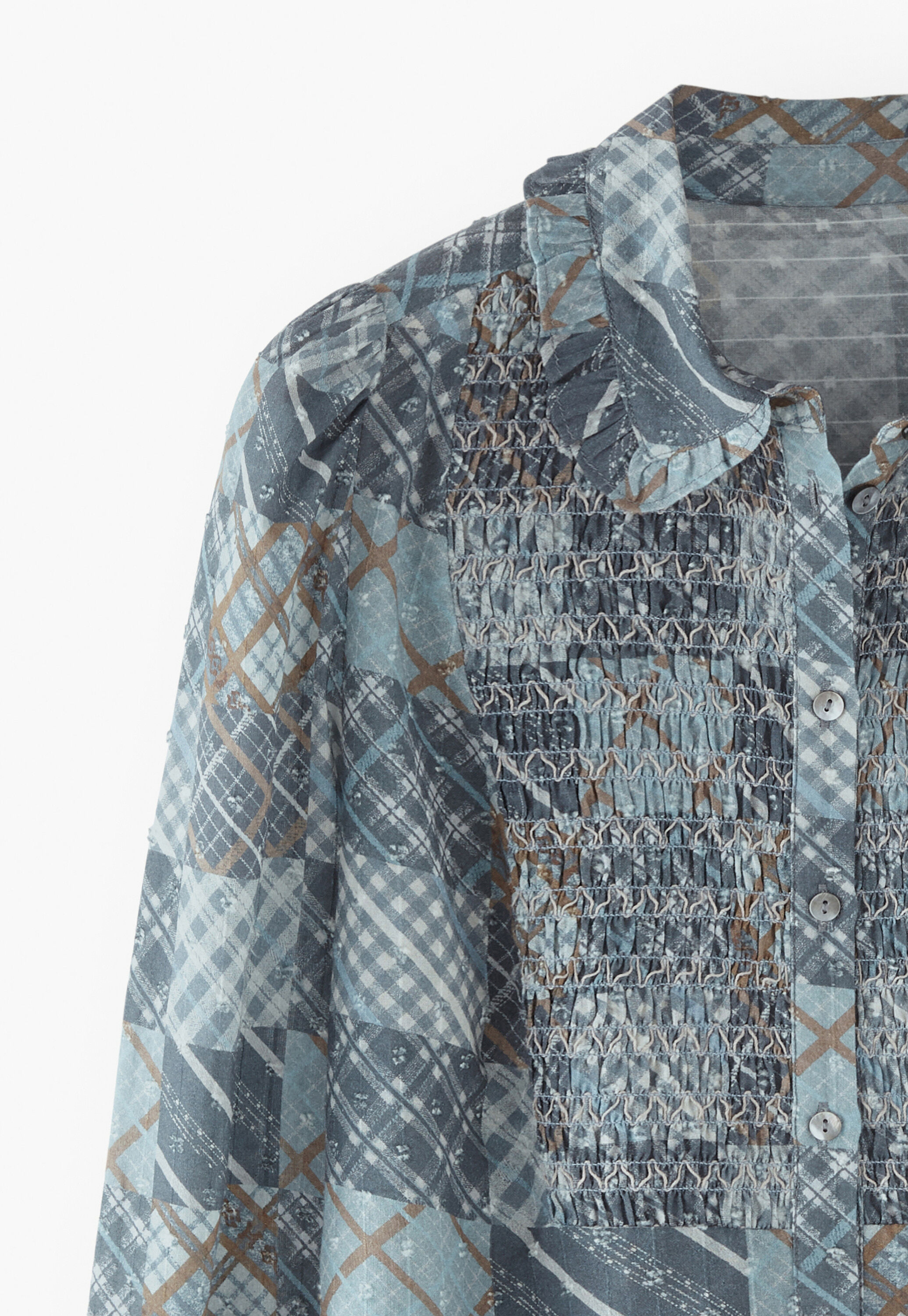 Printed blouse, Washed denim, large